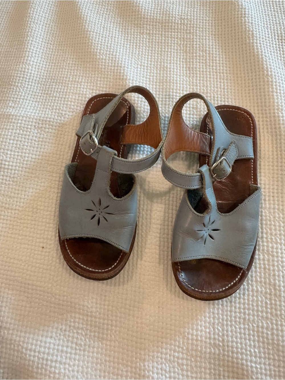 Girls Leather Slingback Sandals Lt Blue Size 11